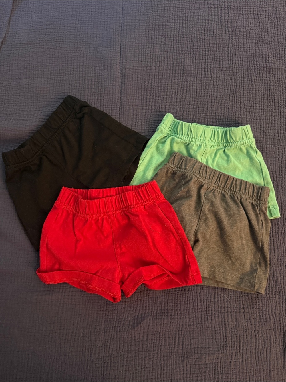 wonder nation Kids Cotton Elastic Waist Shorts in Red, Black, Gray, and Green